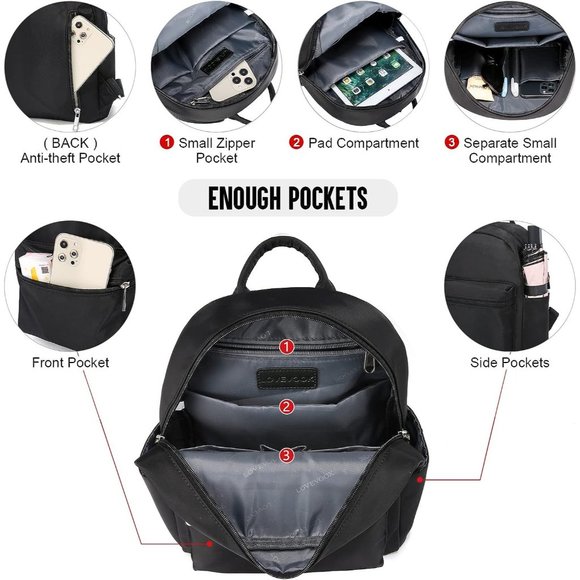Women Black Polyester Light Weight Small Waterproof Mini Backpack main image 7